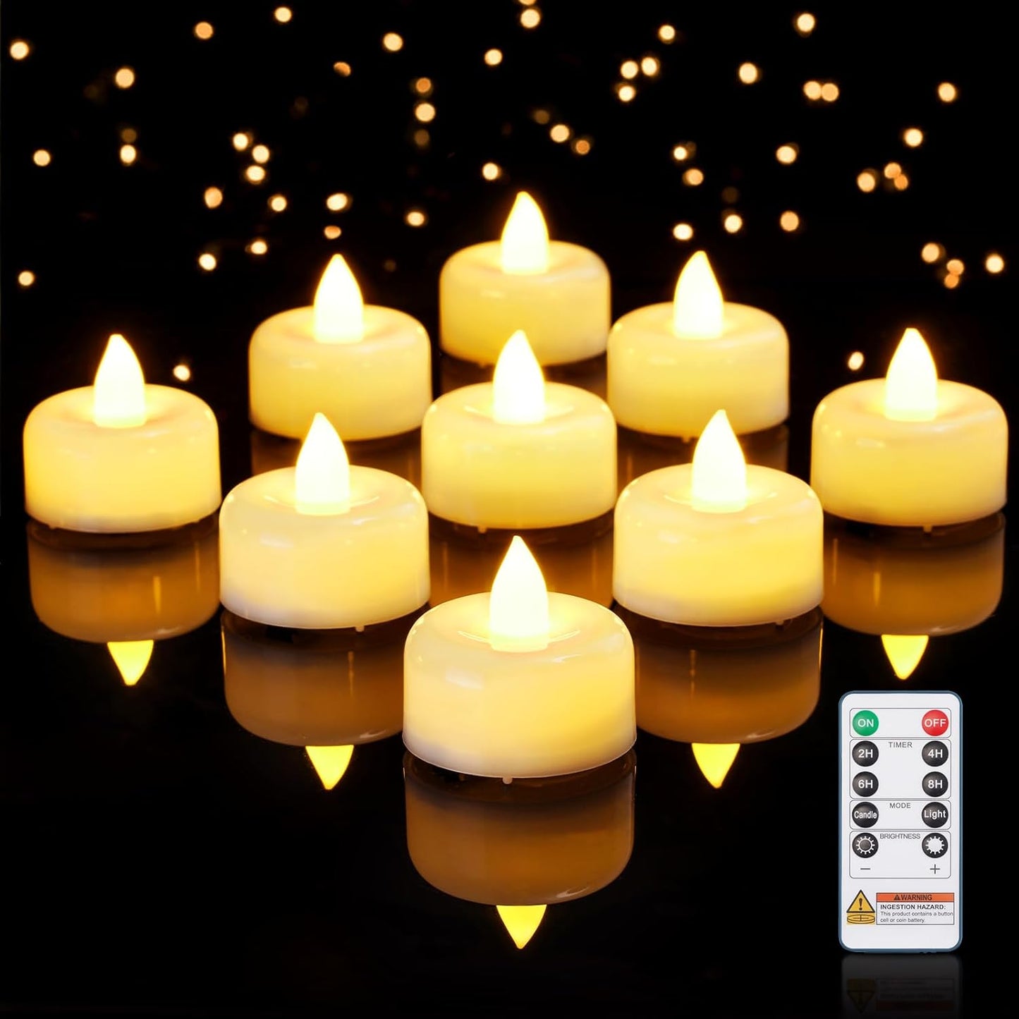 Amagic 12 Pack Remote Candles, Tea Lights with Timer, 400+Hours Flickering Flameless Battery Operated LED TeaLights Candles with Remote, for Table Centerpieces, Home Decor, Wedding, Party (Ivory)