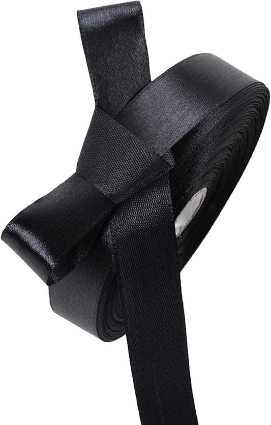 5/8" x 50 Yards Black Satin Ribbon Single Faced Fabric Ribbons for Gift Wrapping, Crafting, Bows Making, Sewing, Wedding, Home Decor