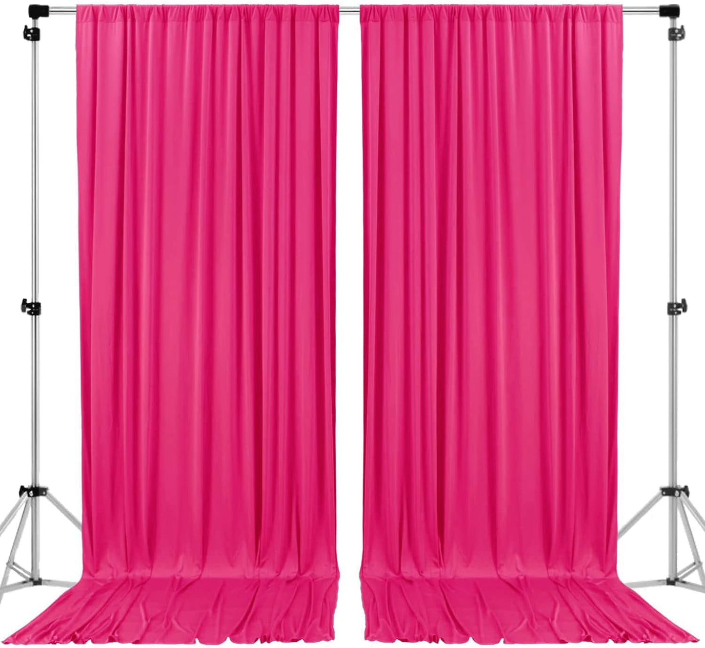 AK TRADING CO. 10 feet x 10 feet Polyester Backdrop Drapes Curtains Panels with Rod Pockets - Wedding Ceremony Party Home Window Decorations - Fuchsia