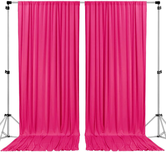 AK TRADING CO. 10 feet x 10 feet Polyester Backdrop Drapes Curtains Panels with Rod Pockets - Wedding Ceremony Party Home Window Decorations - Fuchsia