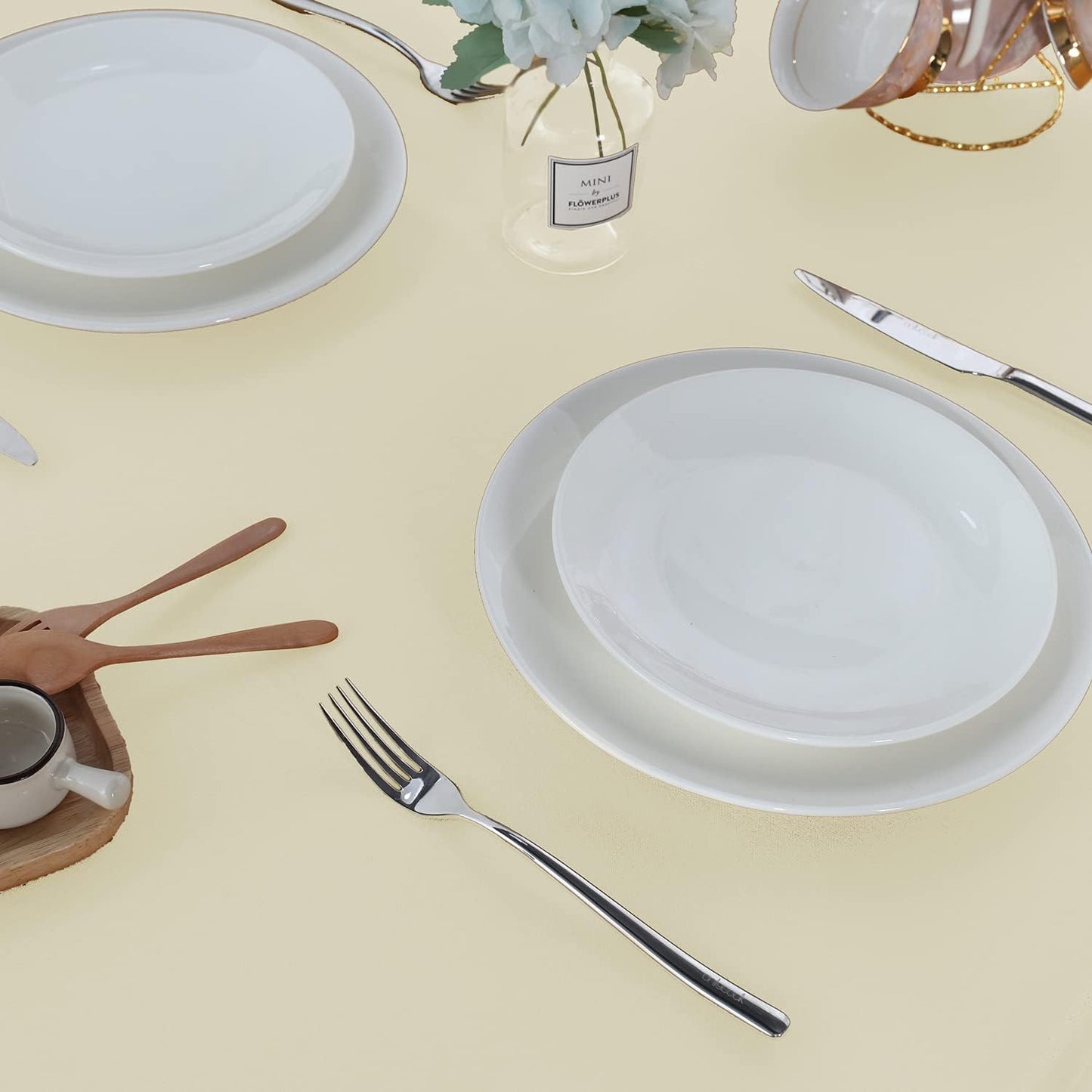 Fitable Rectangle Tablecloth Stain and Wrinkle Resistant Washable Polyester Table Cloth for Buffet Parties and Camping (54x108 inch, Ivory)