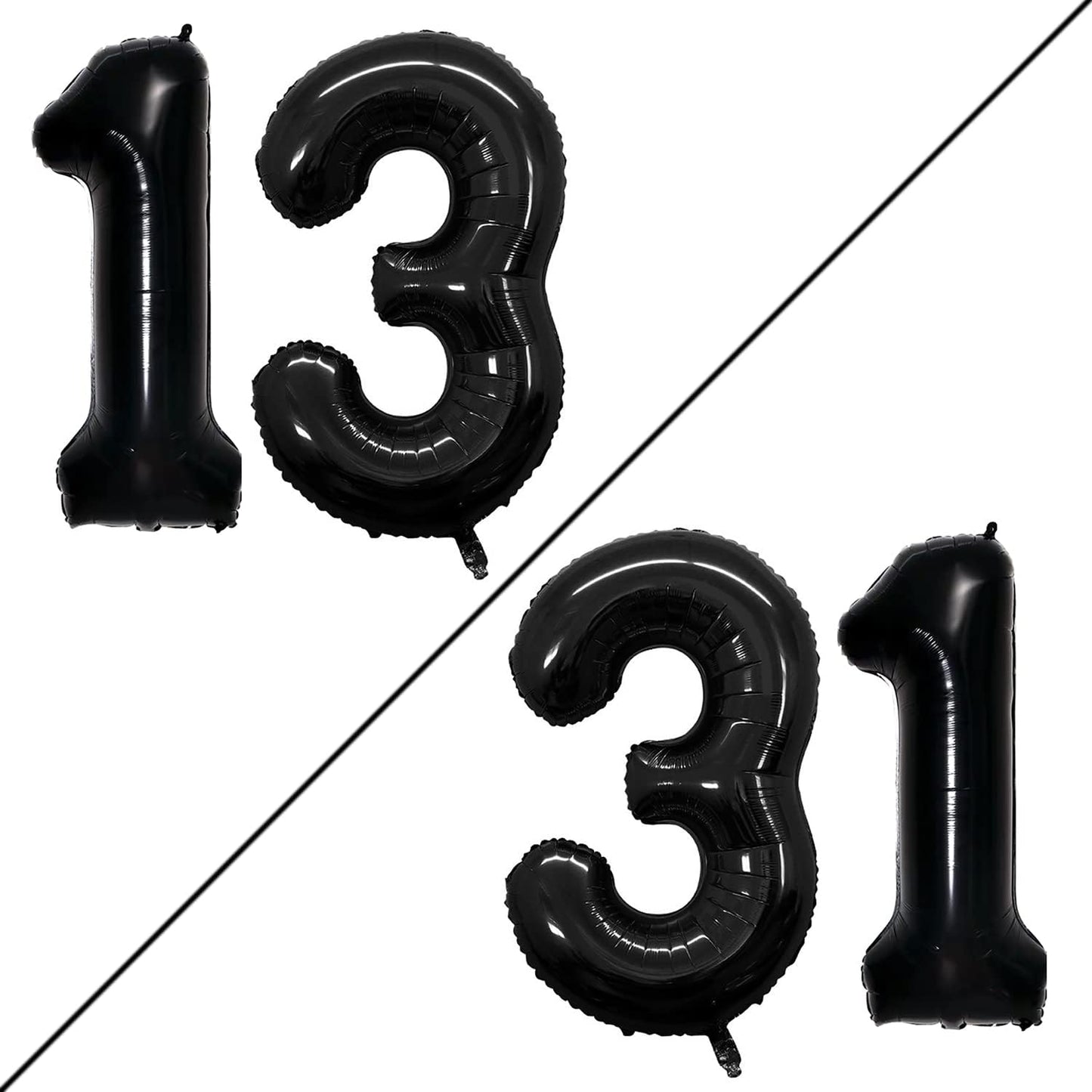 GOER Number 13 Balloons for 13th Birthday Sweet 13 Party Decorations,42 Inch Jumbo Foil Helium 31 Balloons for 31st Birthday Party Decoration (Black)