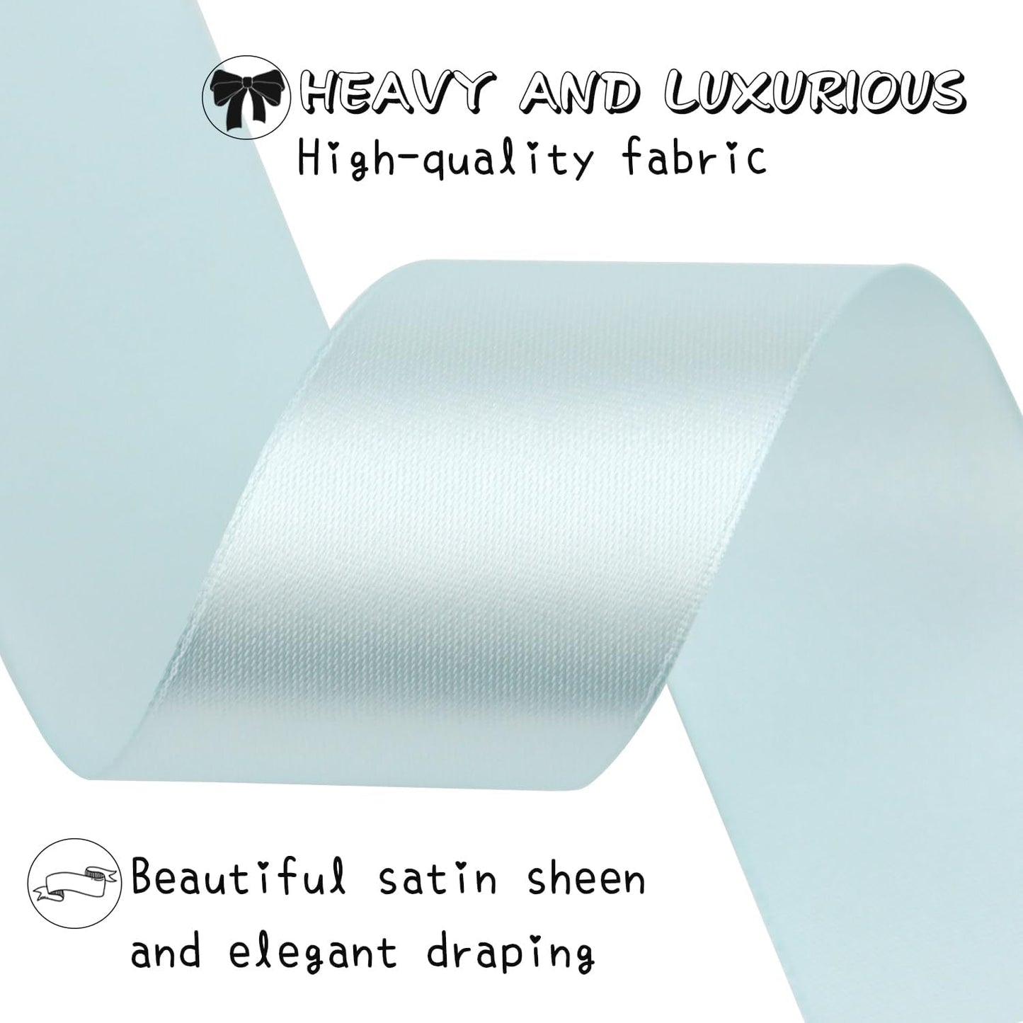 Light Blue Solid Satin Ribbon 1-1/2 Inch 50 Yards Solid Polyester Fabric Ribbon for Gift Wrapping Wedding Christmas Baby Shower Birthday Party Decoration Handmade Immortal Flower Craft