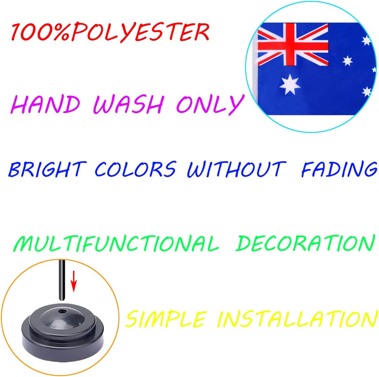 WXTWK 2 Pack Australia Flag Australia Deluxe Desk Flag Set - Mini Small Australian Table Office Flags with Black 12" Solid Pole Stand Base Classroom Meeting Desktop Decorations