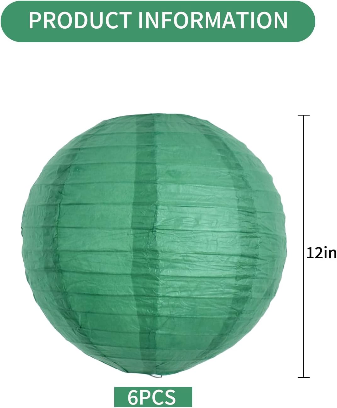 BEISHIDA 12-Inch Green Round Paper Lanterns Hanging Decorative Chinese Paper Lanterns Lamp for Birthday Wedding Party Irish Party Saint Patricks Day Decoration and Baby Bridal Shower（6 Packs）