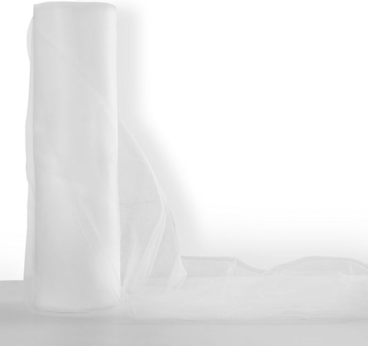 108 Inch × 25 Yards Tulle Mesh Ribbon White Tulle Fabric Ribbon Roll Netting Spool for Tutu Skirt DIY Craft Wedding Home Decor Party Gift Wrapping Ornaments