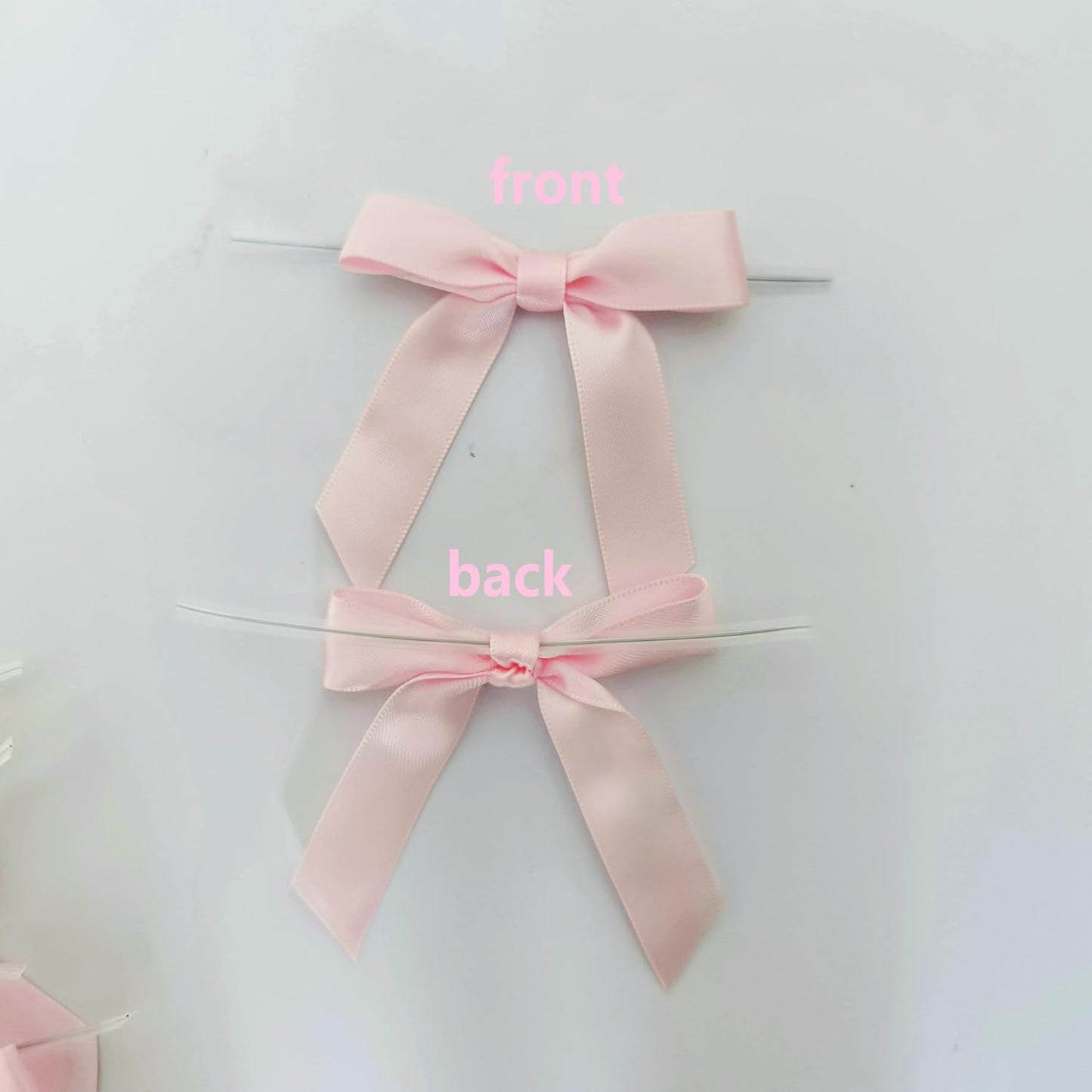 50pcs 2.5" Light Pink Polyester Satin Ribbon Bows with Twist Ties for Gift Wrapping Packing Easter Rabbit Decoration (Lt.Pink)
