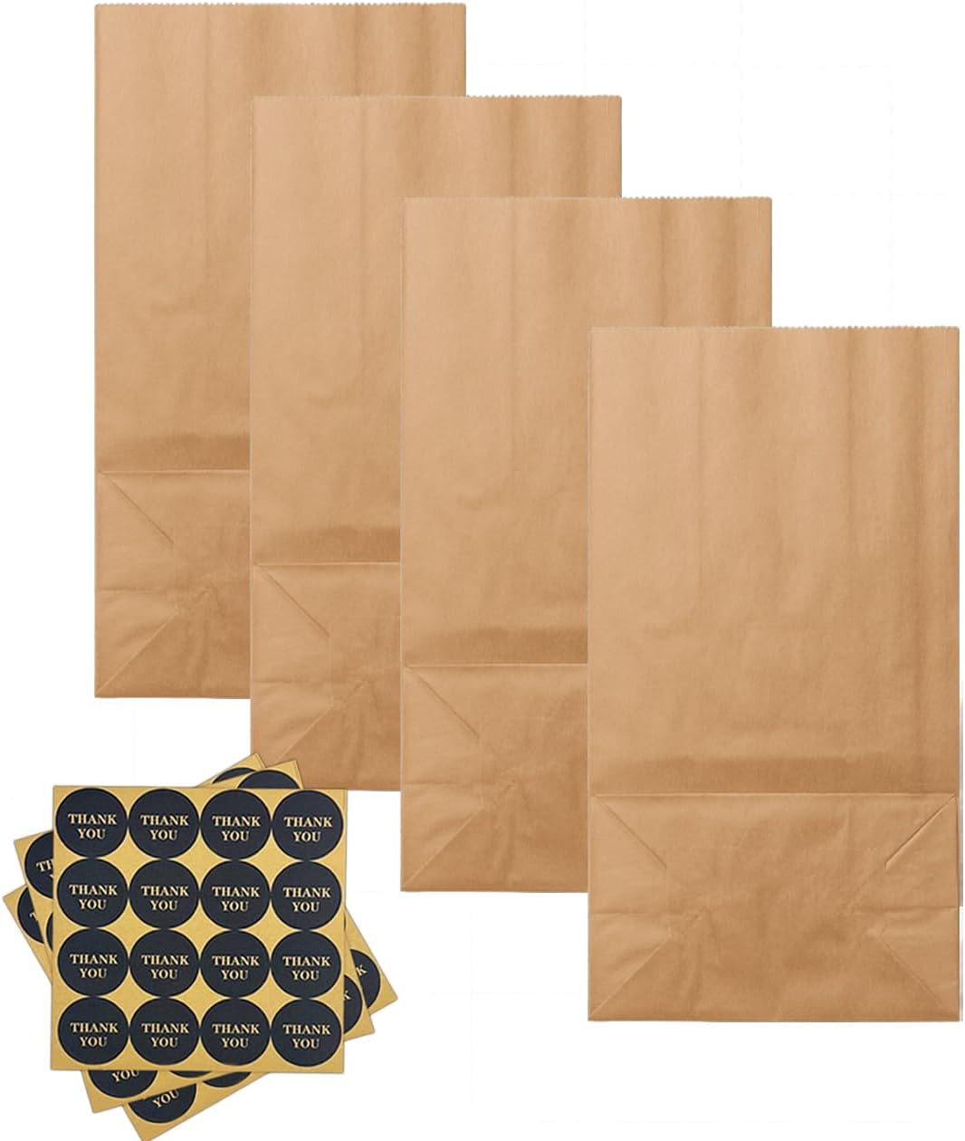 qiqee 100Pcs Treat Paper Bags 5.1"x3.1"x9.4" Brown Party Gift Bag Mini Snack Bag without Handle