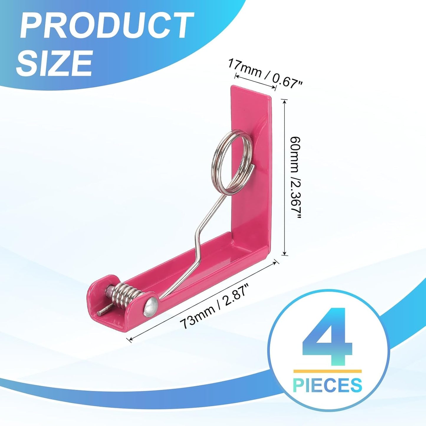 uxcell 4 Pack Tablecloth Clips, Stainless Steel Table Cloth Cover Clamps, 2.87" x 2.36" Windproof Holder Clips for Home Party Picnic Wedding Camping Dining Tables, Pink