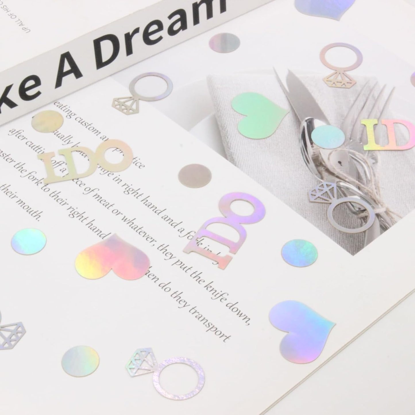 Wedding Confetti, Engagement Confetti for Wedding Shower Decorations, Bridal Shower Confetti for Bridal Shower Decorations, 160 PCS Glitter Iridescent I DO Confetti for Engagement Decorations