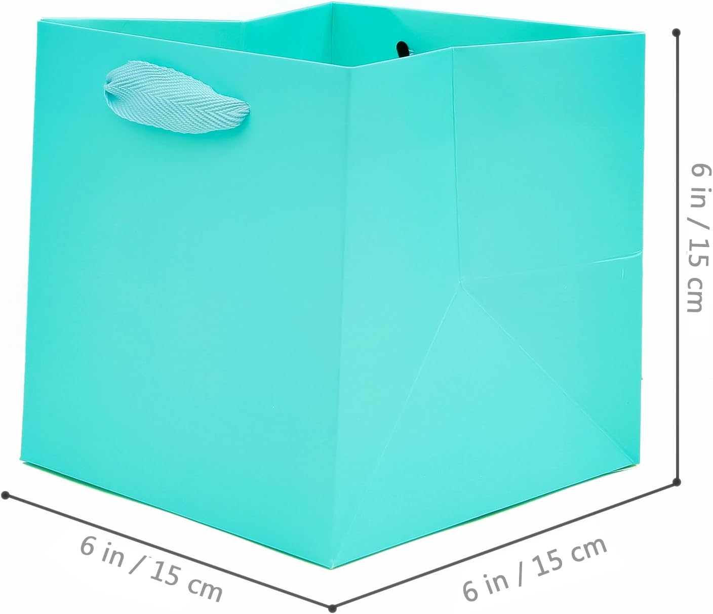 Teal Blue Paper Gift Bag Small Square Bottom Kraft Paper Bags with Handles for Wedding Baby Shower Birthday Party (Teal Blue, 6 x 6 x 6 in, 10 CT)