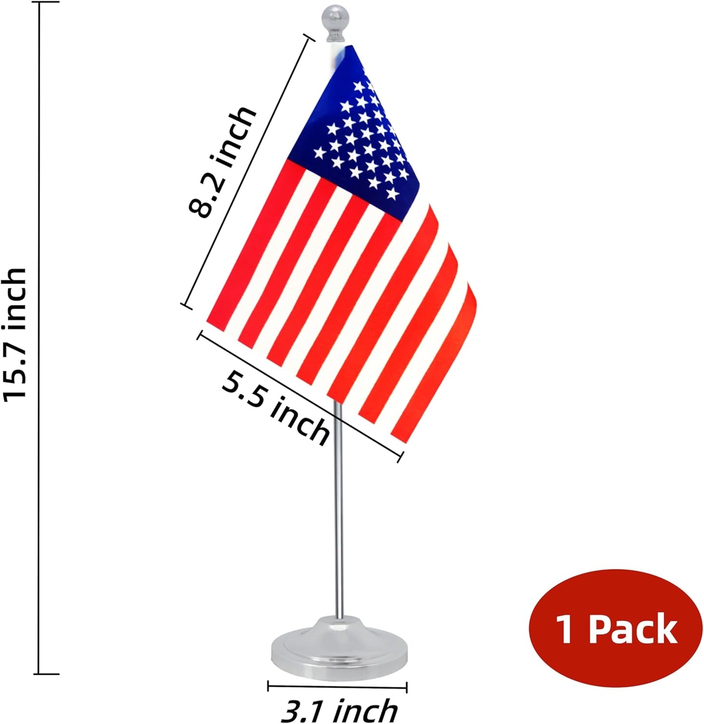 America USA Desk Flag, American Table Office Flag with Metal Pole and Stand Base, International Country Flags, Festival Event Celebration, Classroom Meeting Desktop Decor (USA)