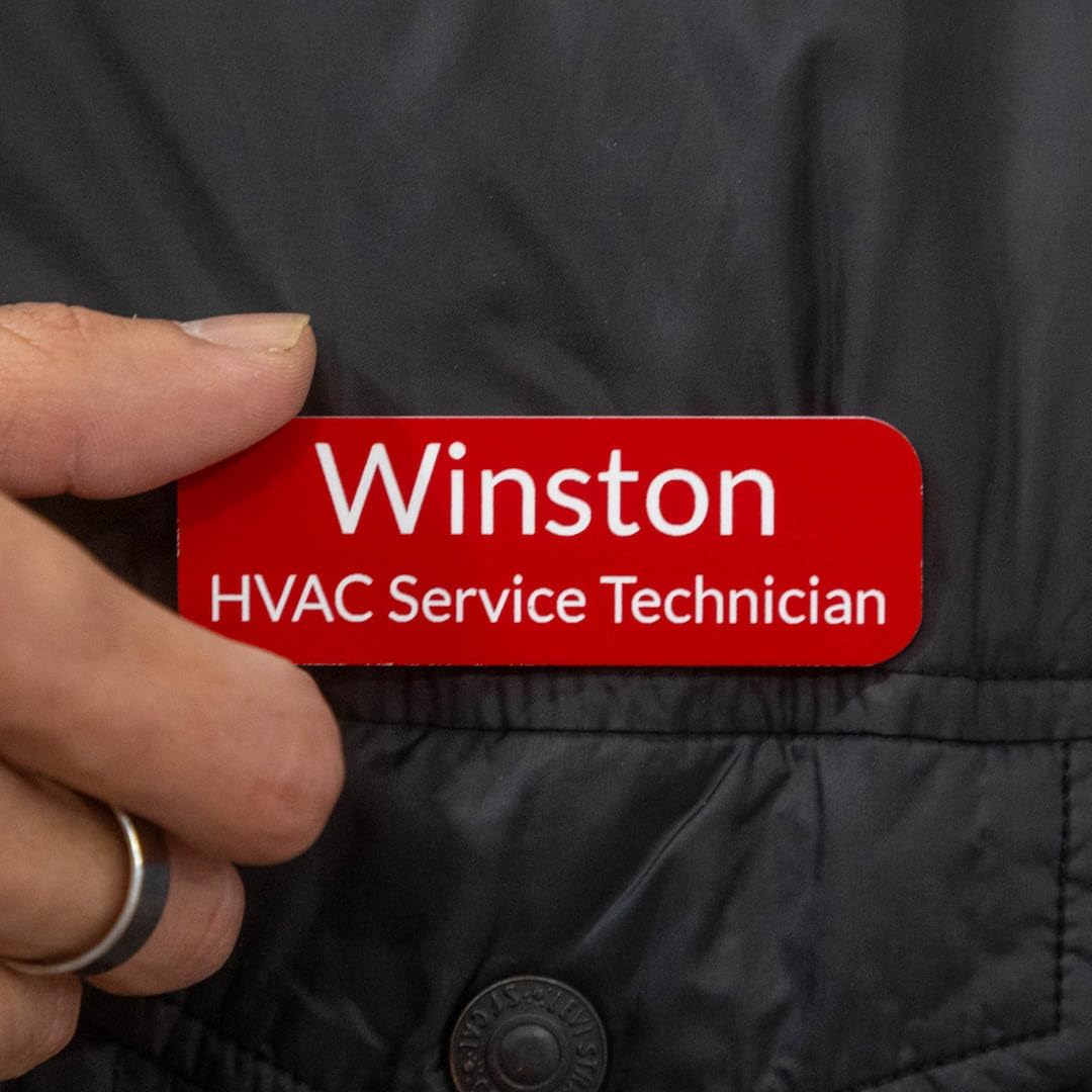 Name Tag/Badge Blanks - 10 Pack - Red 1" X 3", Round Corners, Magnetic Backing