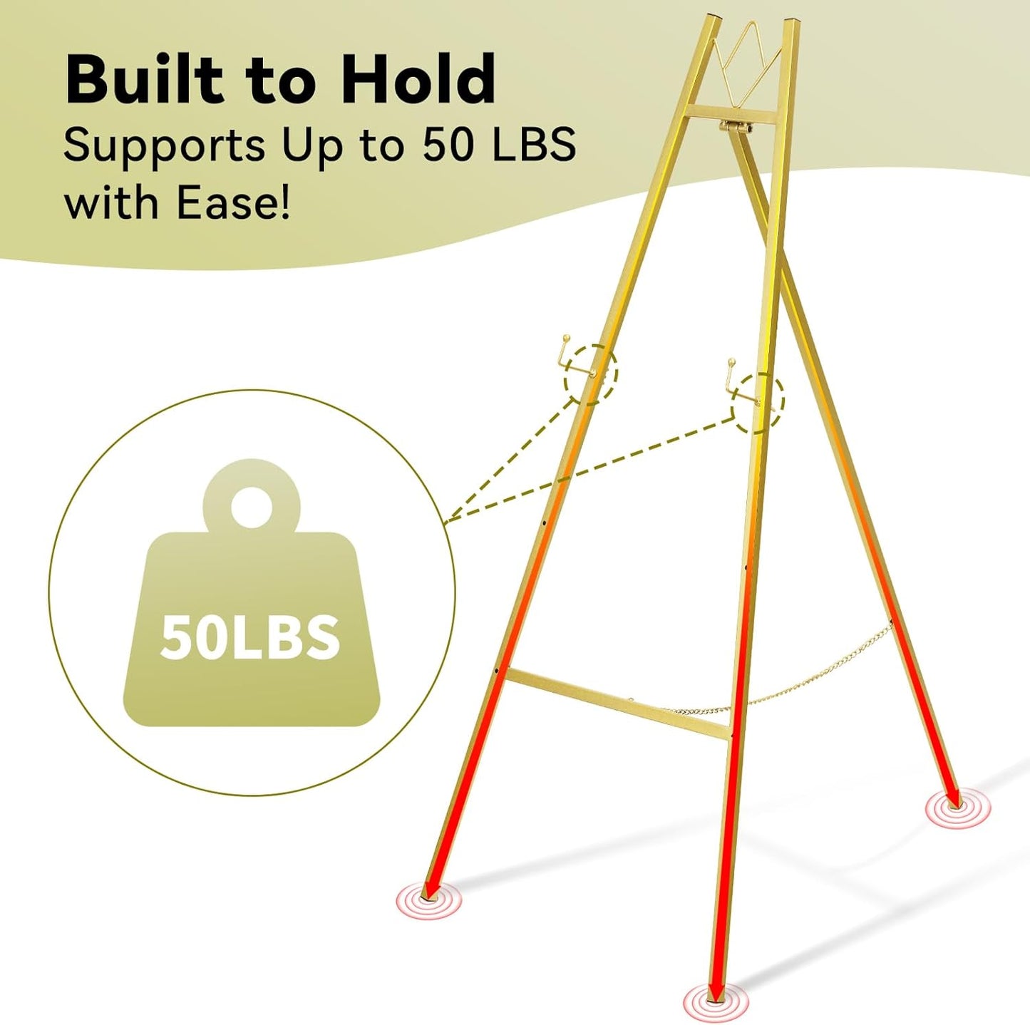 GRENTY 2 Pack Gold Easel Stand for Wedding Signs – No Assembly Needed, Heavy Duty Metal Display Stand for Art, Welcome Signs, Posters, Pictures, Paintings, and Floor Décor