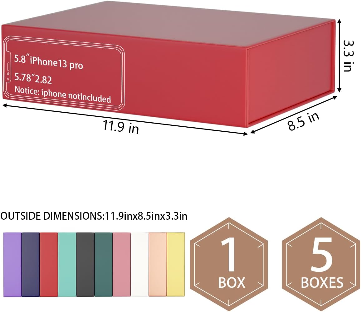 Gift Boxes 11.9" x 8.5" x 3.3" with Magnetic Closure Lid Boex for Presents,Bridesmaid Gifts Box,Cute Box,Birthday Boxs,Luxury for Gift Packaging, Magnetic Gifts Boxe for Wrapping