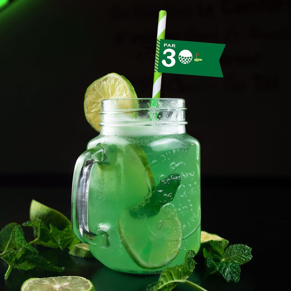 Golf Themed Birthday Party Straw Decor, 20 PCS Par 30 And Still Swinging Birthday Disposable Paper Cocktail Drinking Straw With Flag Tag for Par 30 Golf 30th Birthday Party Decorations (Par 30)