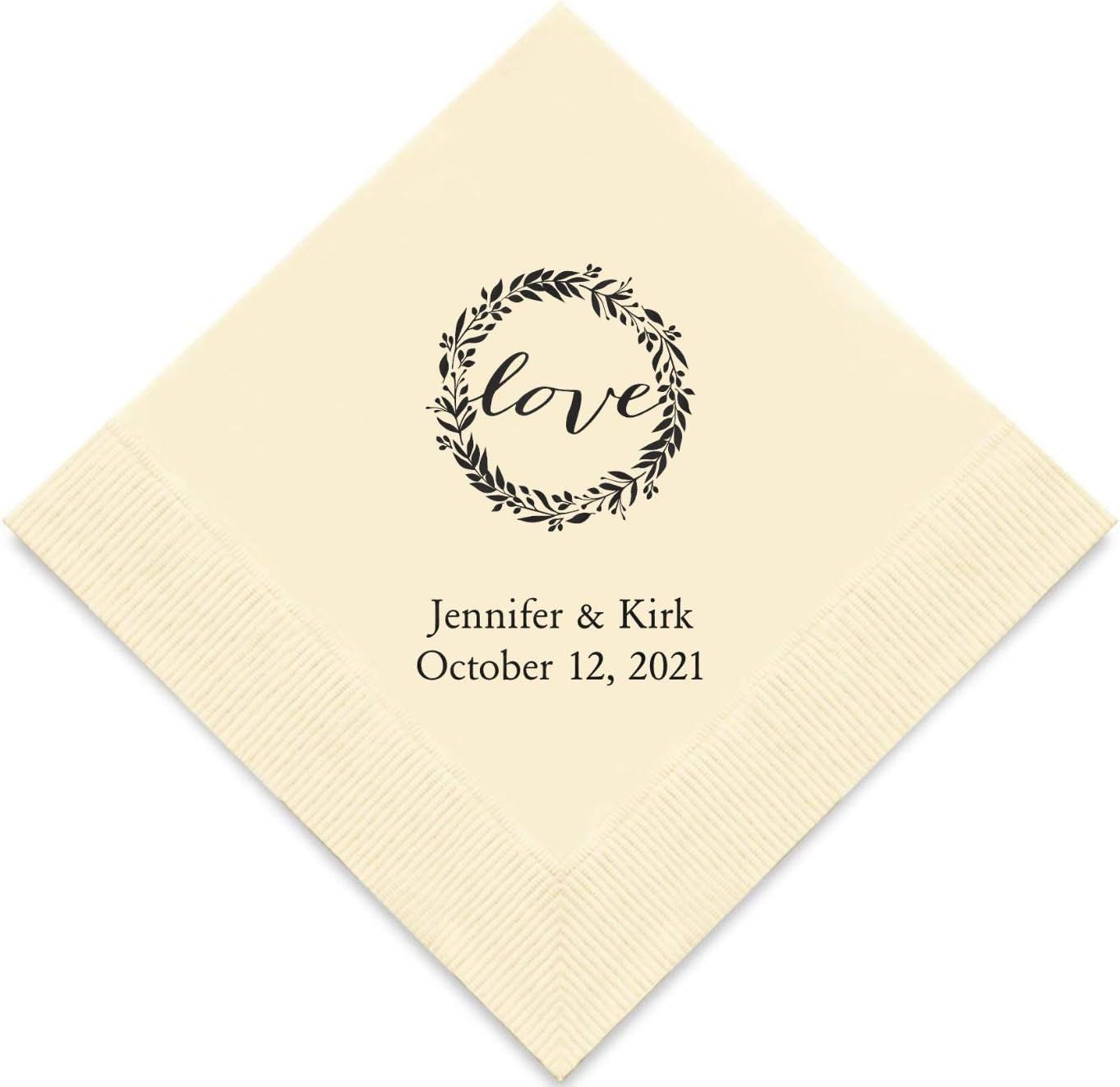 Weddingstar Personalized Printed Paper Napkins 3-Ply 50 Pack - Luncheon Ivory
