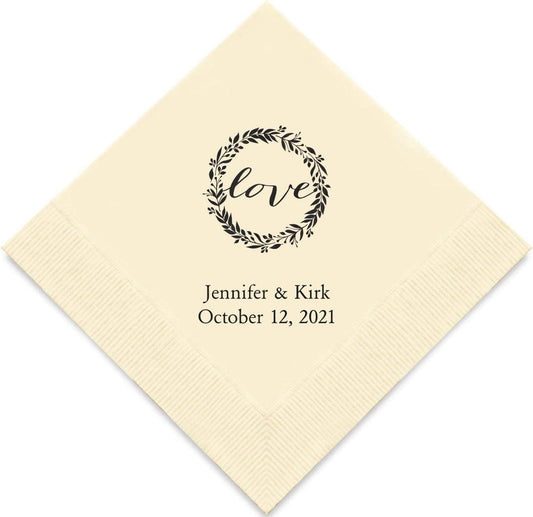 Weddingstar Personalized Printed Paper Napkins 3-Ply 50 Pack - Luncheon Ivory