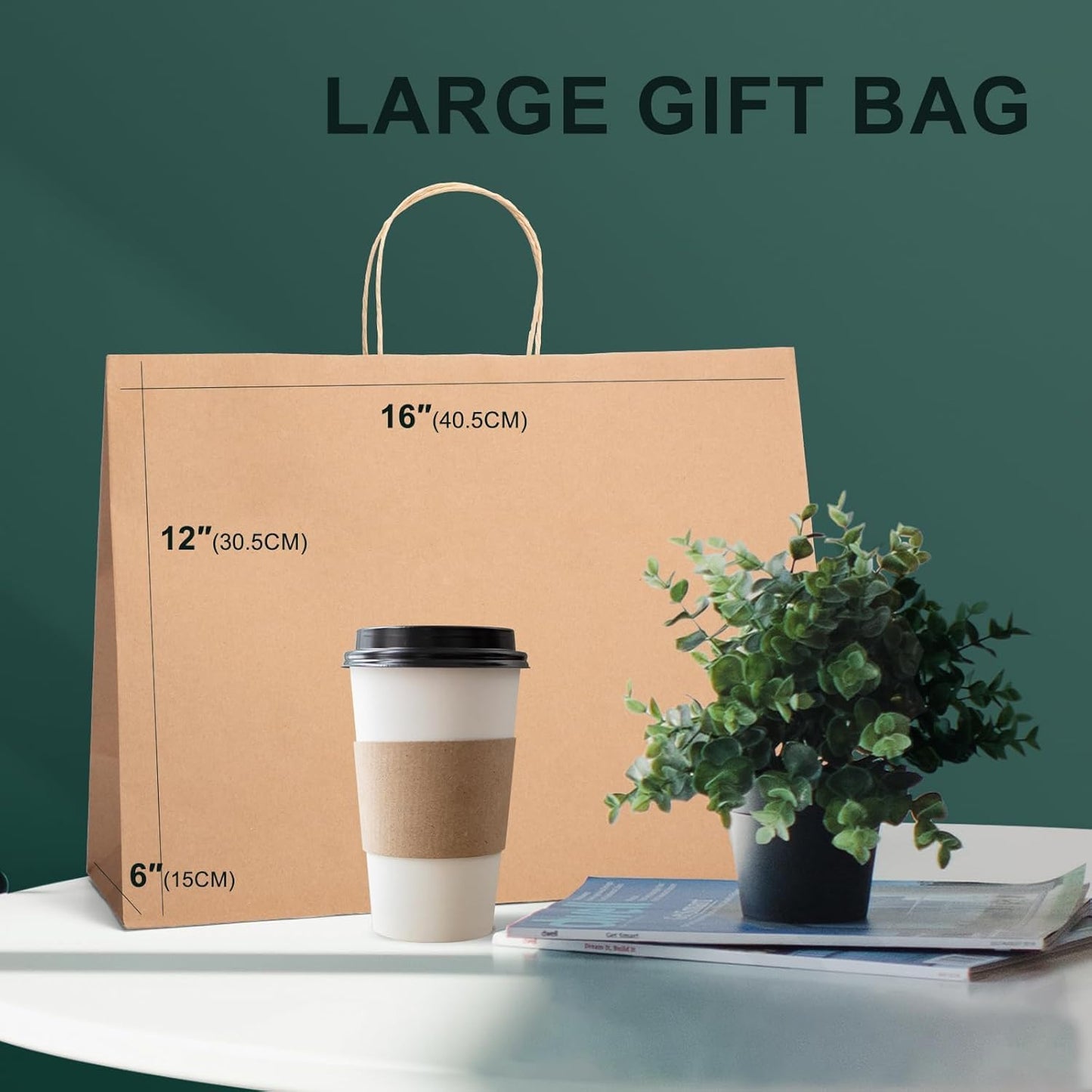 METRONIC Kraft Paper Gift Bags with Handles 16x6x12 Inch 6000 Pack | Christmas, Birthday Party Favors, Retail Shopping, Small Business Bulk | Brown Gift Wrap Bag