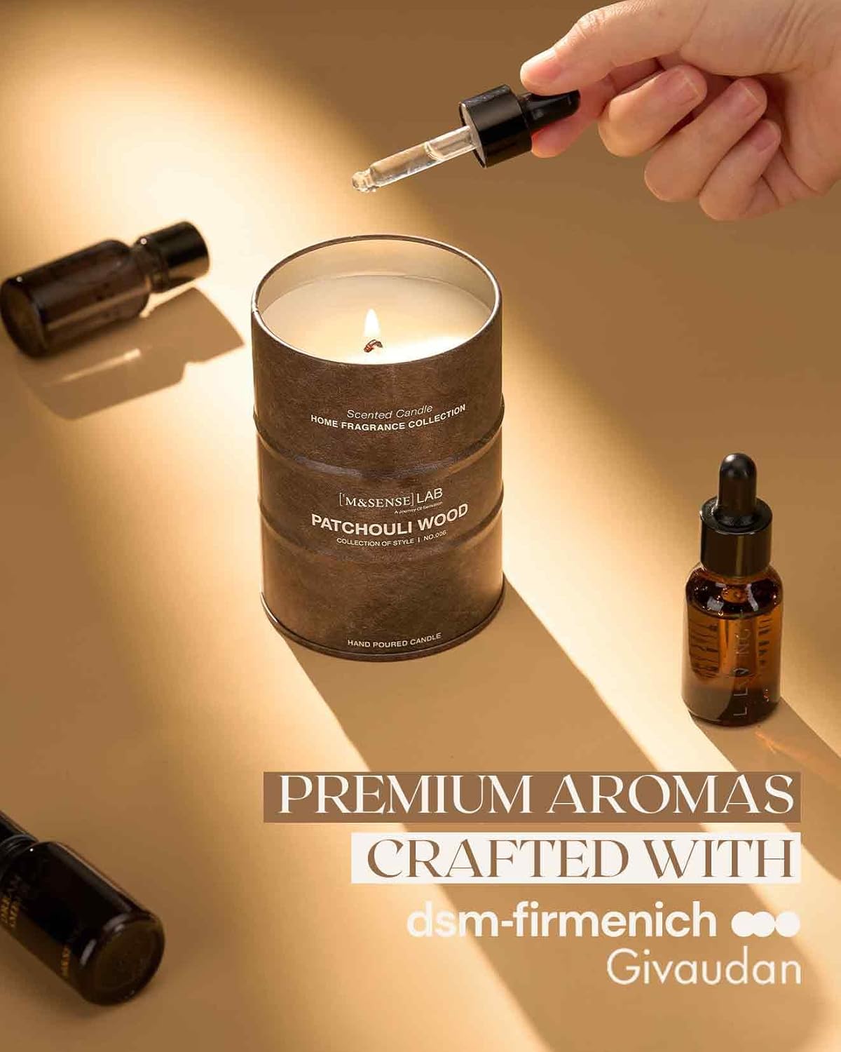 M&SENSE Patchouli Wood Scented Candles Natural Non Toxic, Aromatherapy Candle for Stress Relief Meditation Relaxing, Housewarming Gifts for Women Men, 11.3oz 70 Hour Long Burning