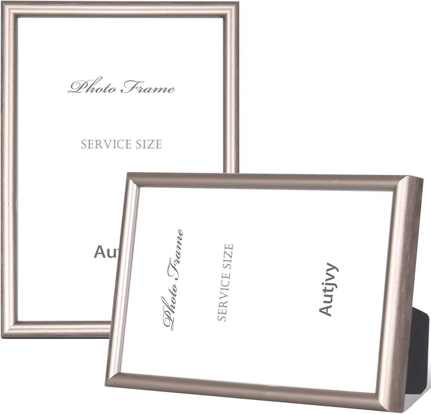 5x7 Picture Frame Champagne Brushed Modern Simple Thin Aluminum Metal Photo Frame with HD Real Glass, Display for Tabletop and Wall Collage. (2 Pack)