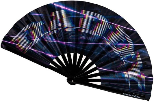 Kandies World Custom Festival Folding Hand Fan - Unique Designs, Made of Bamboo, Clacking Sound, Lightweight - Perfect Rave and Festival Accessory!