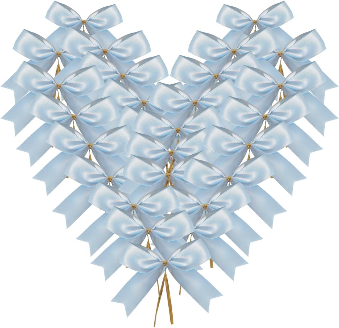 50pcs 3.5" Light Blue Satin Ribbon Bows Twist Ties Bows Wine Bows Tie with Fish Tail Cutting (Lt.Blue)