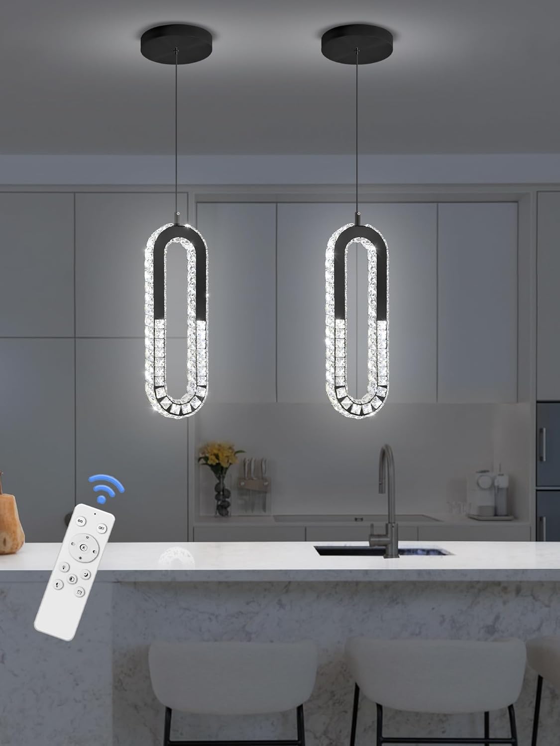 Modern Pendant Lighting 1-Light Chandelier Black Pendant Light Indoor Hanging Light Fixture for Kithchen Island Dinning Room Bedroom