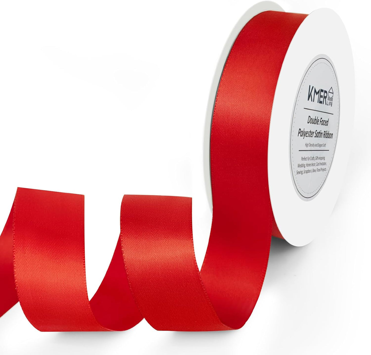 1 inch x 25 Yards Double Faced Red Satin Ribbon, Polyester Ribbon for Christmas Gift Wrapping, Weddings Party, Hair Bow, Invitation Decorations and More
