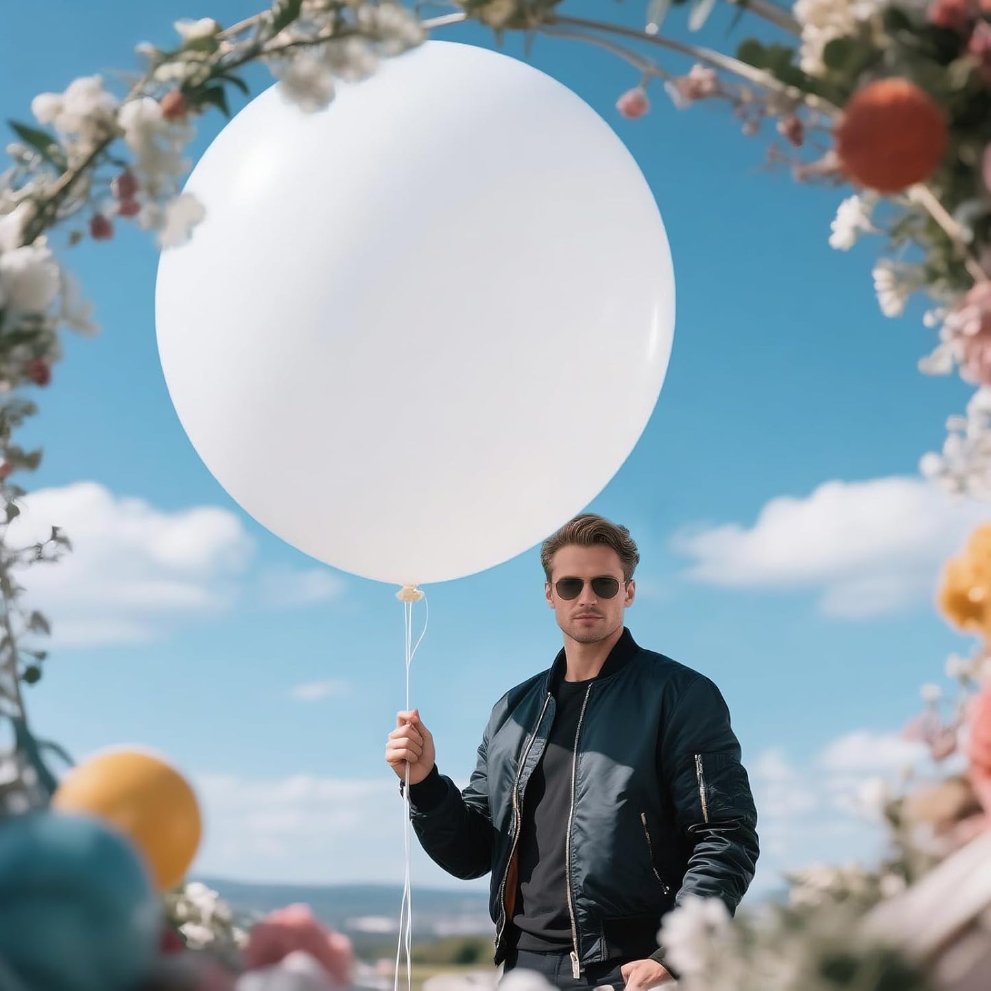 KAWKALSH White Balloons 9pcs 36 Inch Extra Large Big Jumbo Giant Matte White Latex Helium Balloons for Wedding Bridal Graduation Engagement Baby Shower Birthday Party Decorations