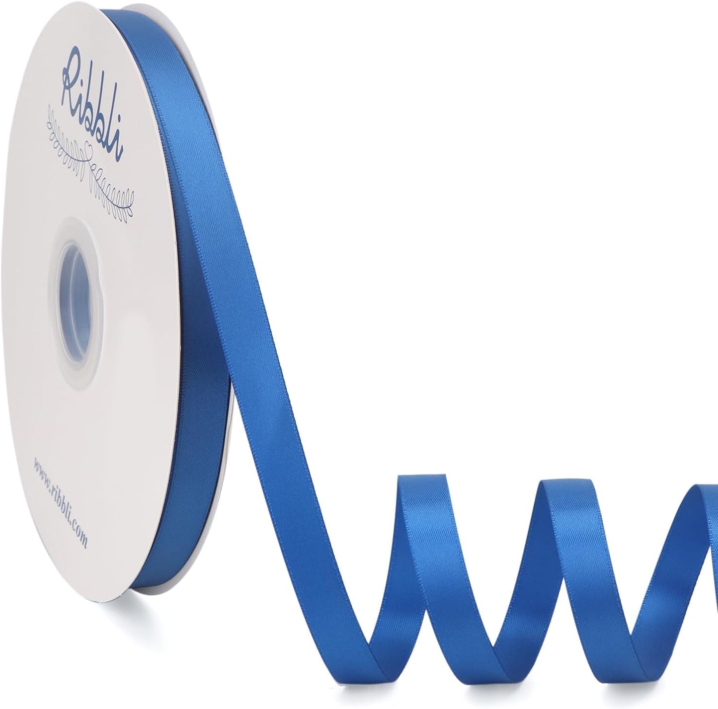 Ribbli Royal Blue Satin Ribbon Double Faced Satin 1/2 Inch x Continuous 100 Yards-Blue Ribbon for Gift Wrapping Crafts Wedding Decoration Bows Bouquet Floral Arrangement