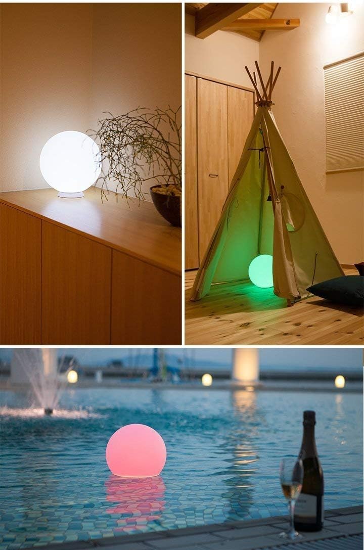 Mr.Go 6-inch RGB Color-Changing LED Globe Orb Light w/Remote, Mood Lamp Kids Night Light, 16 Dimmable Colors & 4 Modes, Battery & AC Adapter Power, Home Bedroom Patio Pool Decorative Lighting
