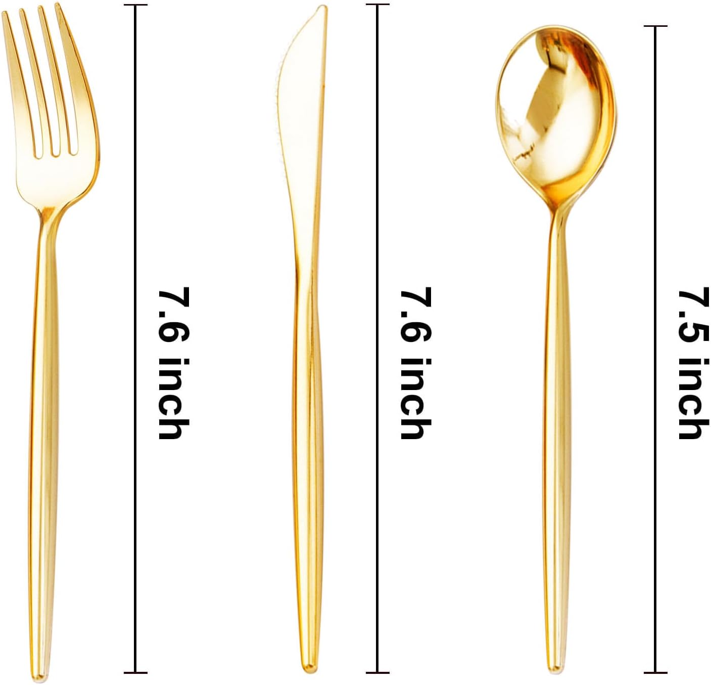 SUT 300 Pcs Gold Plastic Cutlery, Gold Utensils Disposable, Gold Plastic Silverware Set Include 100 Gold Plastic Forks, 100 Gold Plastic Spoons, 100 Gold Plastic Knives Heavy Duty Flatware for Party