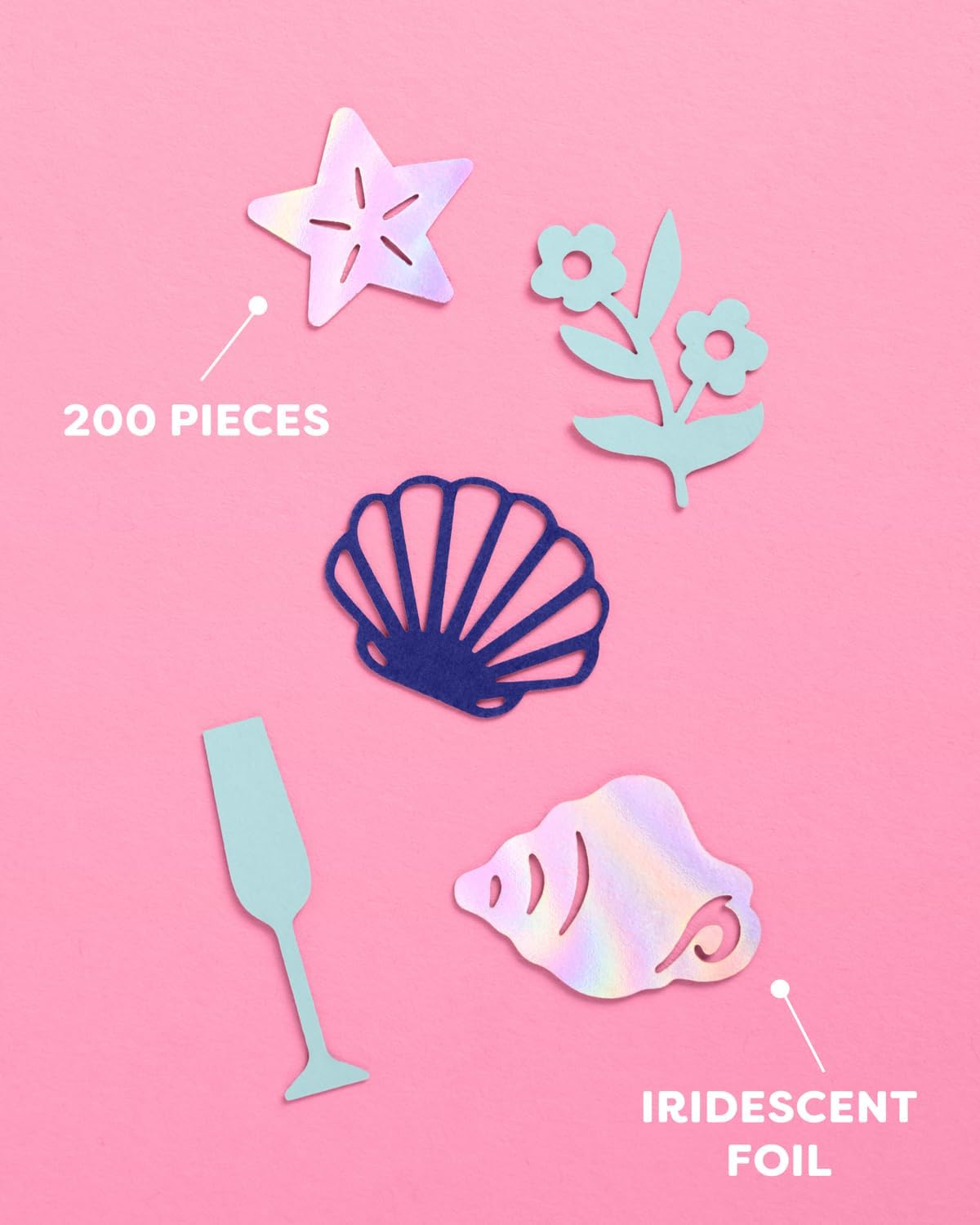 xo, Fetti Coastal Party Foil Confetti - 200 pc | Beach Engagement Party Decoration, Bachelorette Table Decor, Bridal Shower Supplies, Beach Birthday Tablescape