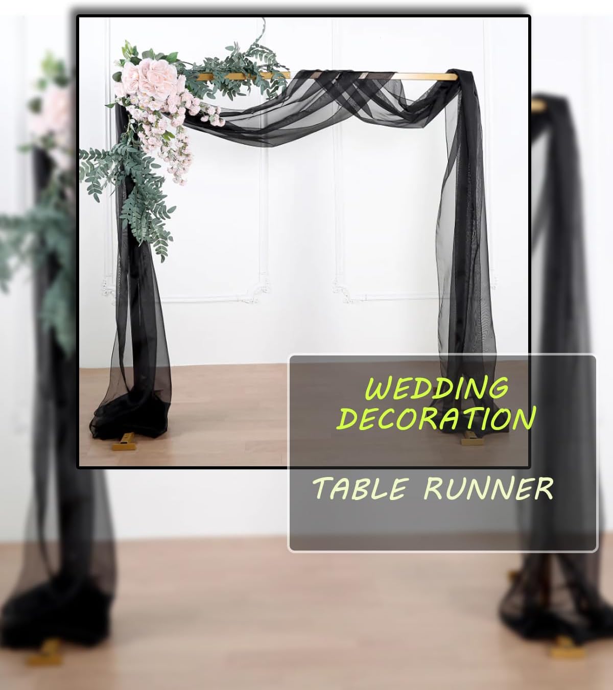 Black Tulle Fabric 108" x 25 Yards for Wedding Pew Bows Garden Netting Plant Cover Gift Wrapping Ceiling Draping Baby Shower Birthday Party Reception DIY Craft Supplies