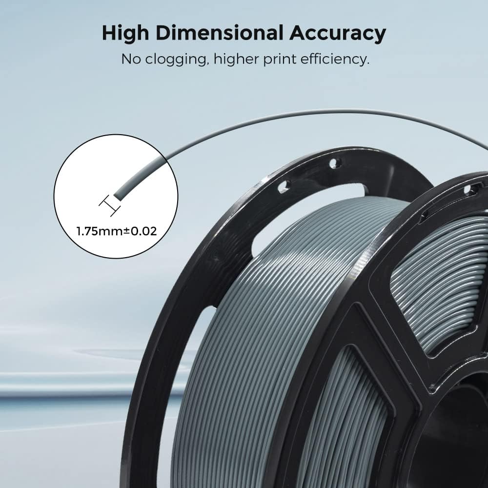 FLASHFORGE 3D Printer Filament, PLA PRO Filament 1.75mm, 1KG Spool (2.2lbs), Dimensional Accuracy +/- 0.02mm for FDM 3D Printers, Better Tenacity & No Knotting (Grey)