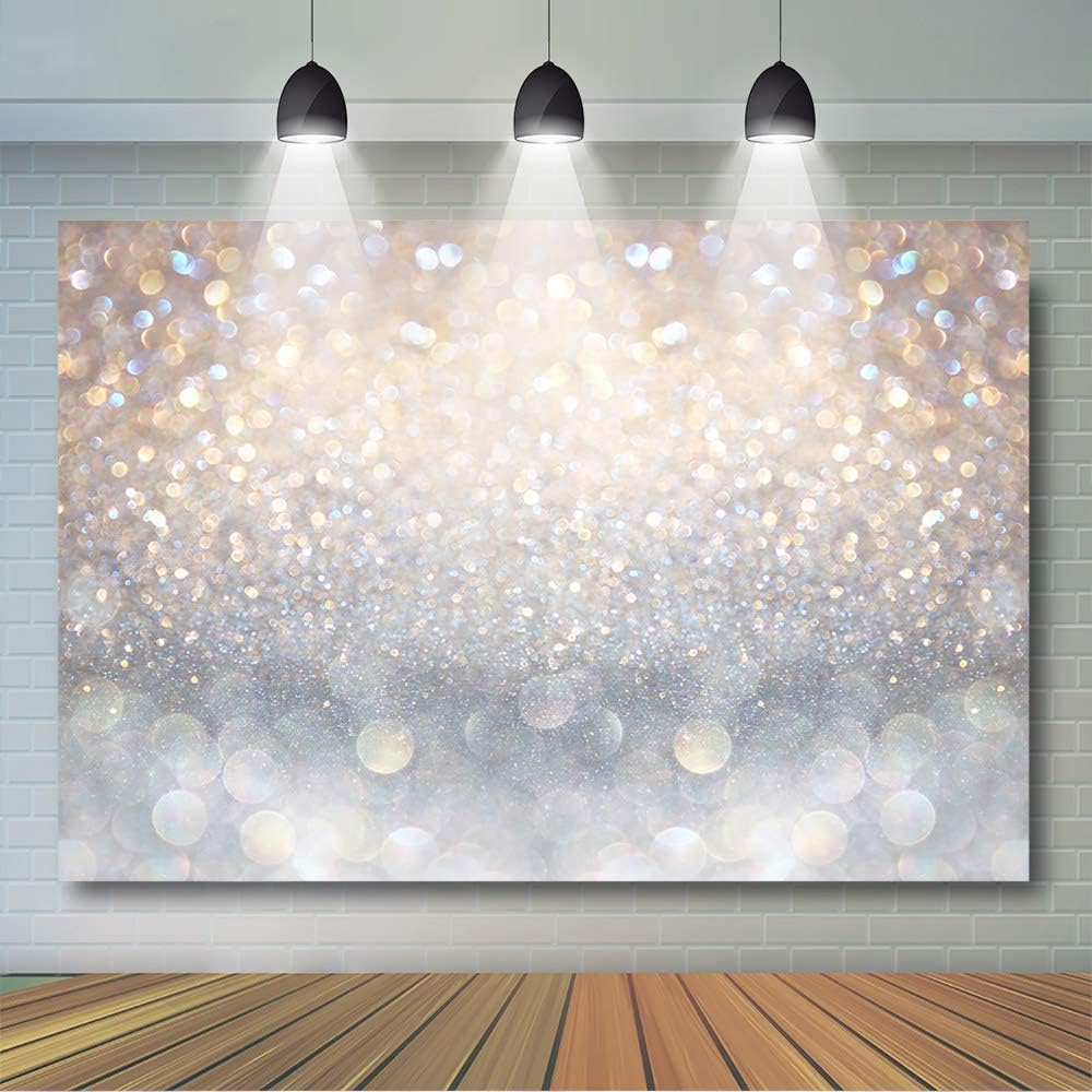 Bokeh Photography Backdrop Blue Grey Spots Sparkle (No Real Glitter) Background Weeding Baby Shower Birthdat Newborn Baby Portrait Photo Studio Props (8x6ft(96x72 inch))