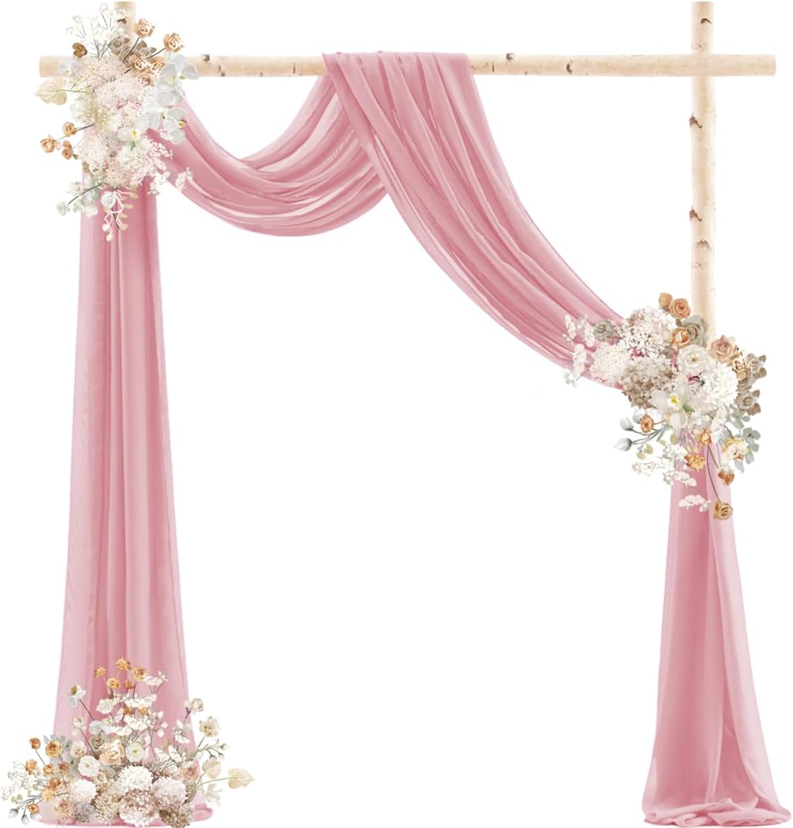 Dusty Rose Wedding Arch Draping Fabric 29" x 20 FT Wedding Drapes for Backdrop Sheer Curtains Drapes for Romantic Bridal Baby Shower Decorations Ceremony Birthday Party Fall Outdoor Events