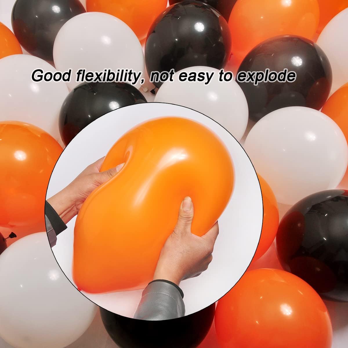 300 Pack White Black and Orange Balloons 100 of each of the 3 colors 12 inch White Black Orange Party Balloon Bulk for Various Party Events Decorations