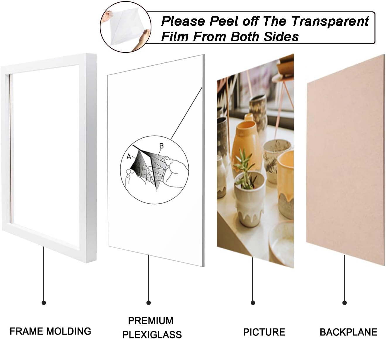 KTKDE A4 Picture Frame White Wooden Photo Frame Set of 3, for Certificate Poster and Photo, Horizontal and Vertical Formats 8.3x11.7 Frame with Shatter Resistant Plexiglass Home Decor best gift