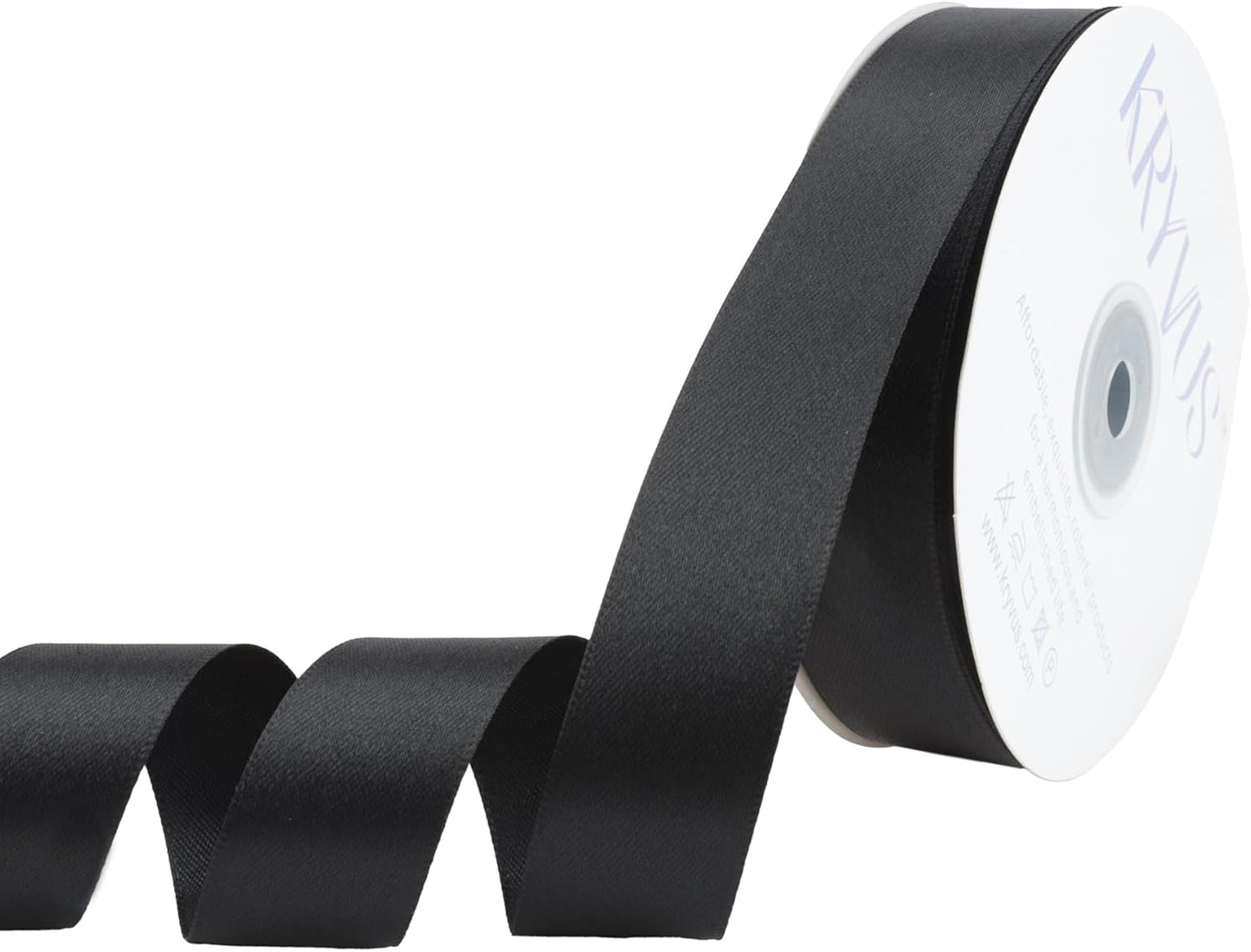 Black Satin Ribbon 1 inch X Continuous 50 Yards, Single Face Polyester Ribbon Perfect for Gift Wrapping, Flower Bouquet, Wedding Decor, Crafts, Bow Making, Sewing and More