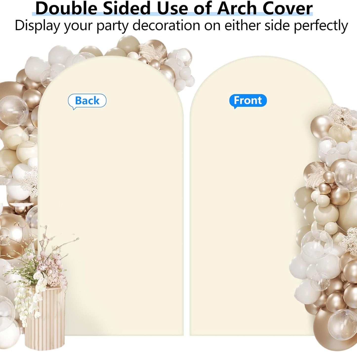 HEMMOTOP 6.6 ft Light Beige Arch Backdrop Cover (No Arch Stand), Spandex Arch Covers Stretchy Backdrop for Balloon Arches, Wedding, Birthday Party, Baby Shower, Banquet Arch Decoratio