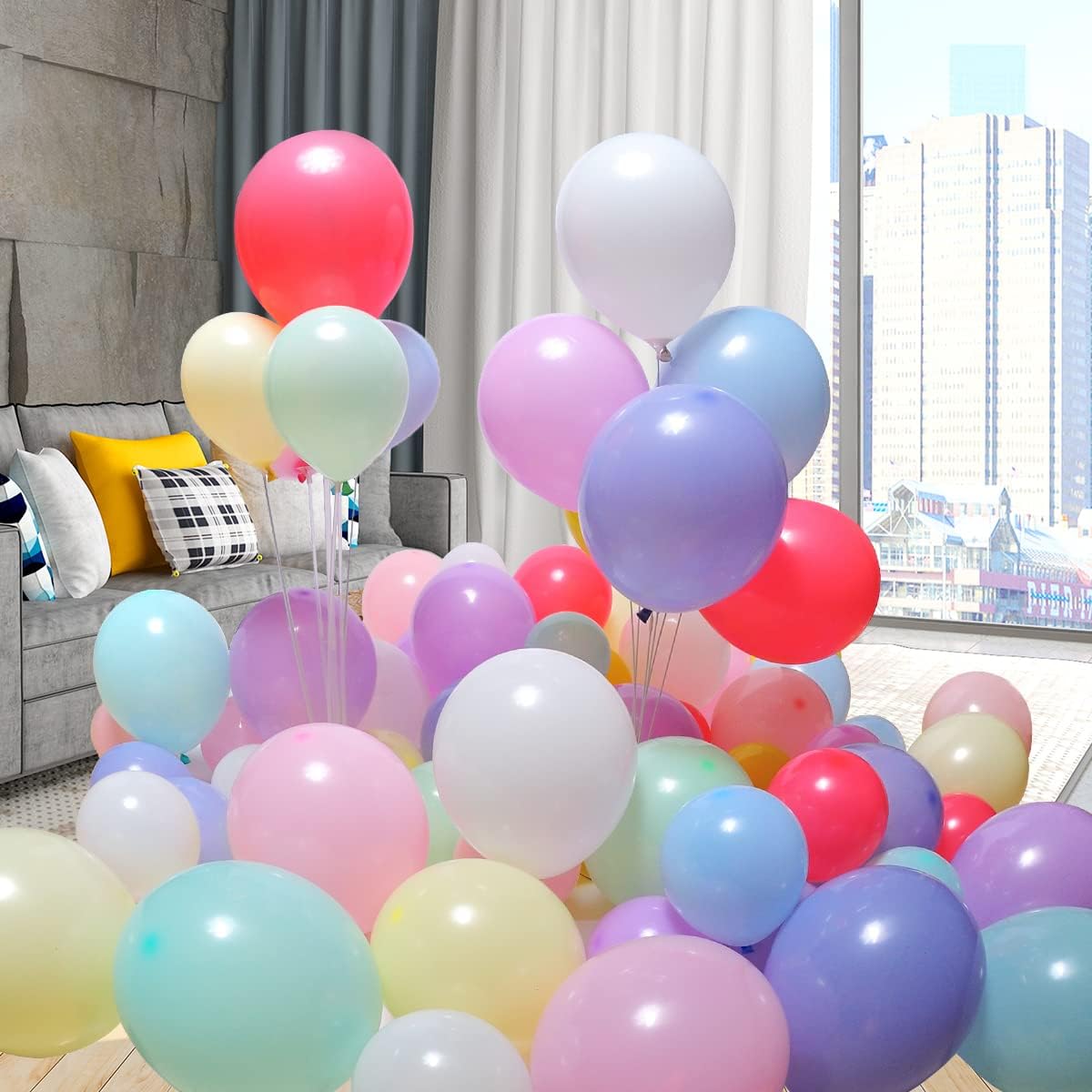 200 Pcs Pastel Balloons 10 Inch and 5 Inch Assorted Macaron Candy Colored Latex Balloons Pastel Rainbow Balloons Different Sizes 12 Kinds Colors Party Balloons