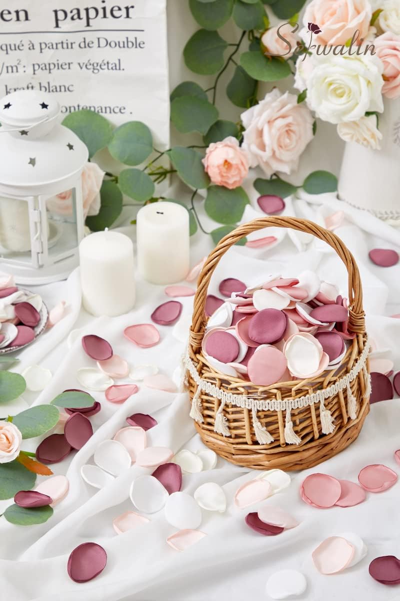 Serwalin 500Pcs Silk Pink Rose Petals Flower Petals for Weddings Proposal Peach Pink Petals for Flower Girl Basket Wedding Aisle Table Runner Bridal Shower Party Table Decor (5 Color Mixes)