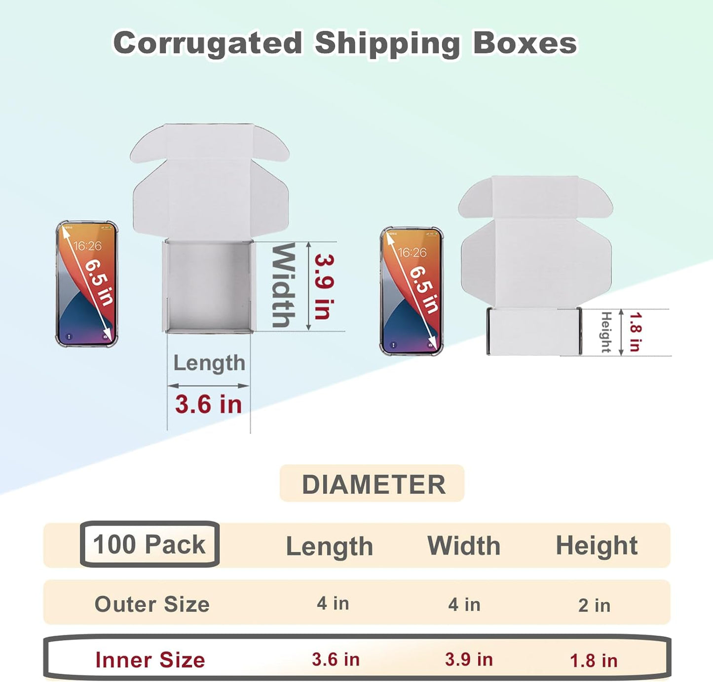 MEBRUDY 4x4x2 Inches Shipping Boxes Pack of 100, Small Corrugated Cardboard Box for Mailing Mailer Packing, White