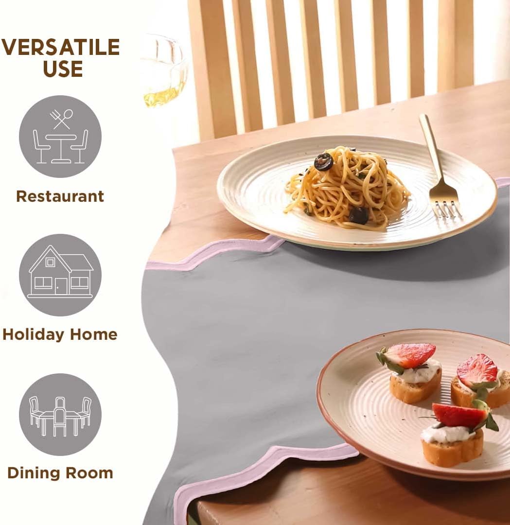 Folkulture Table Runner | Table Runners 108 inches Long | Scallop Table Runner for Farmhouse Decor or Boho Decor | Purple Table Runners for Dining Room Table Decor | Table Decorations for Party