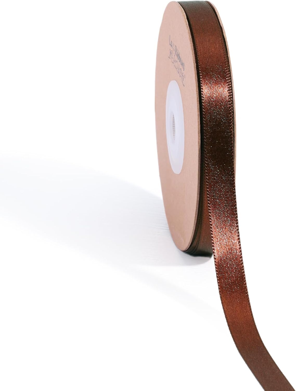 LaRibbons Brown Ribbon 3/8 Inch 25 Yards Luxury Double Faced Friar Brown Silk Ribbon for Flower Bouquet Crafts Gift Wrapping Wedding Party Decoration