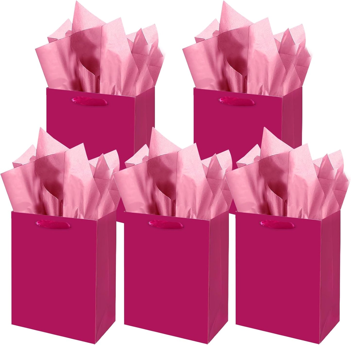 Gcardist Dragon Fruit Gift Bags with Tissue Paper for Wedding, Birthday, Party Supplies-7.9"x4.3"x9.6" Medium Size Cardboard Gift Bags（5pcs Bags +10pcs Tissue Paper ）