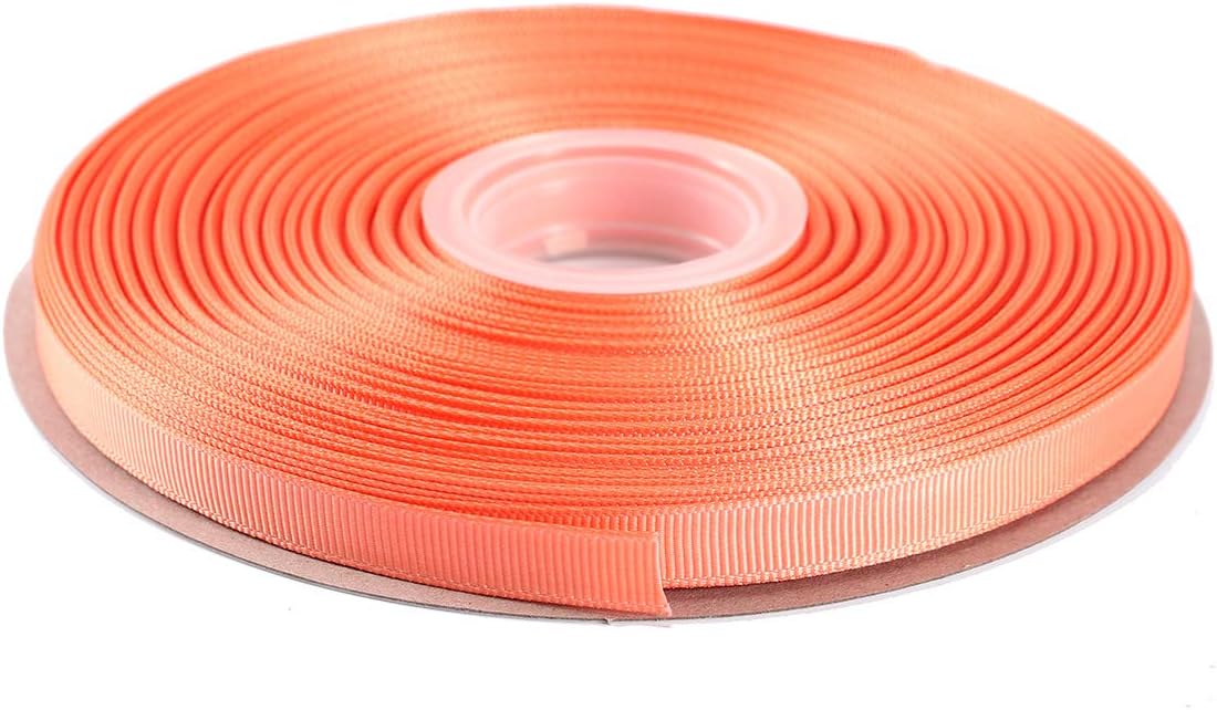 ITIsparkle 3/8" Inch Grosgrain Ribbon 50 Yards-Roll Set for Gift Wrapping Scrap Books Party Favor Hair Braids Baby Shower Decoration Cake Decoration Floral Arrangement Craft Supplies, Peach Ribbon