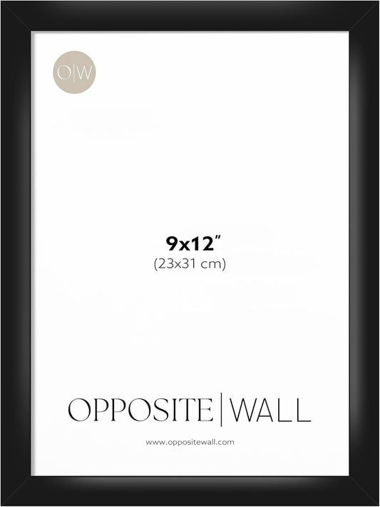 Opposite Wall - 9x12 in -Black Picture Frame - Lightweight, Versatile & Shatterproof - Wall Hanging Poster or Photo Frame - Wall Decor for Office, Gallery & Home
